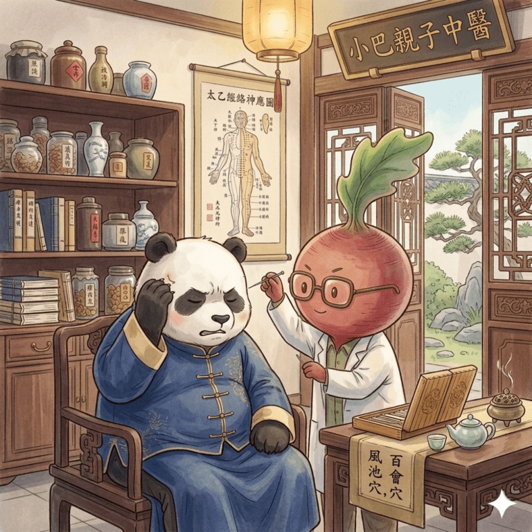 板橋中醫針灸偏頭痛示意圖